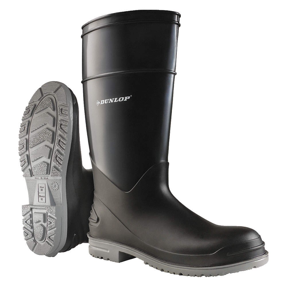 DUNLOP 896800533 Rubber Boot,Men’s,5,Knee,Black,PR 8DNT0