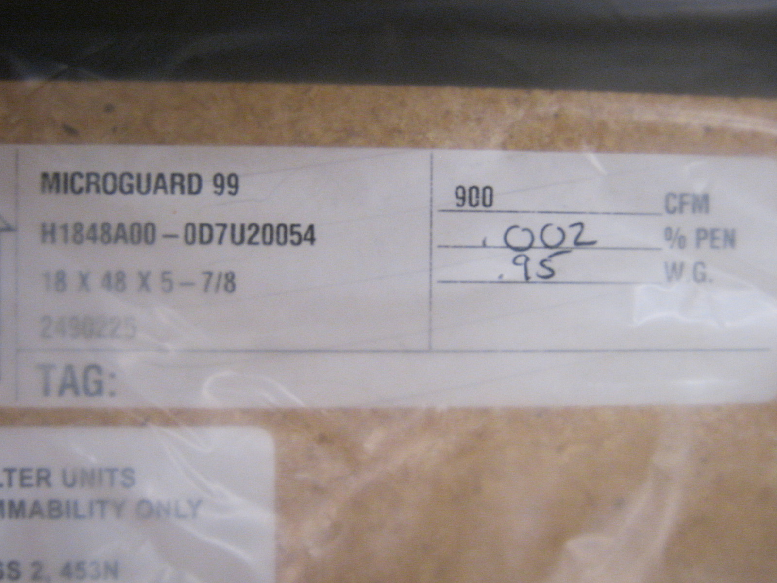 AIRGUARD H1848A00-0D7U20054 MICROGUARD 99 18x48x5-7/8