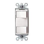 Leviton 1754-W 15A 1-Pole Non-Grounding Push-In Dual Rocker Switch