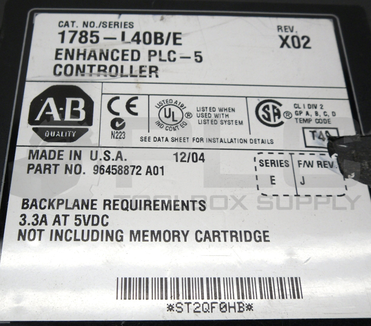 ALLEN BRADLEY 1785-L40B /E ENHANCED PLC-5 CONTROLLER PLC-5/40 REV X02 **READ**