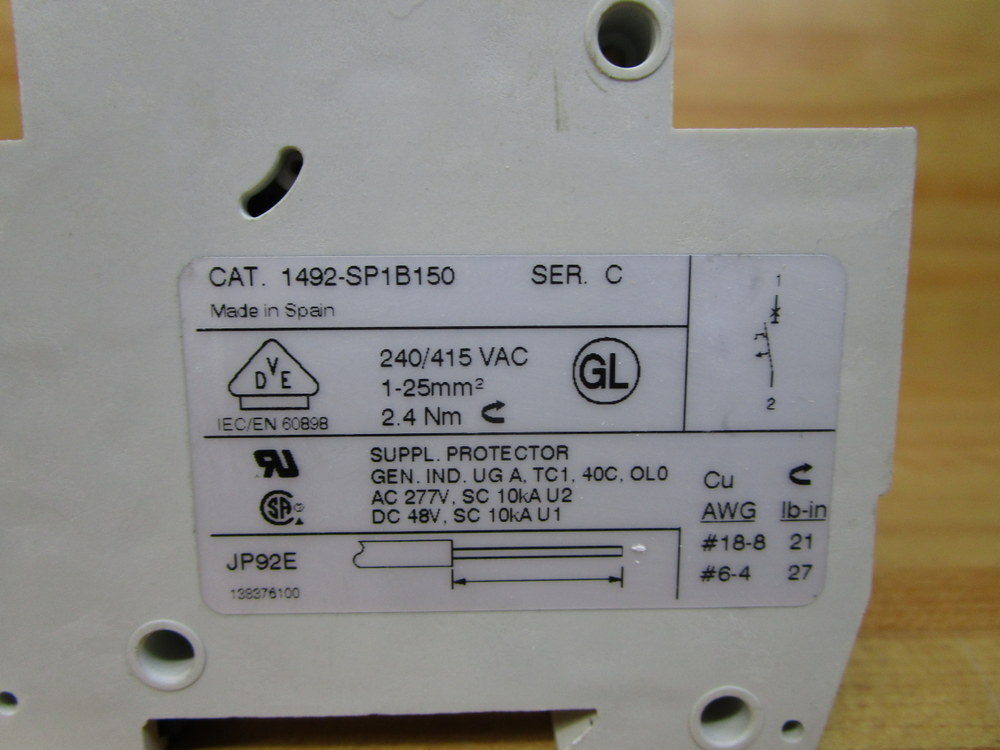 Allen Bradley 1492-SP1B150 Circuit Breaker 1492SP1B150 Series C