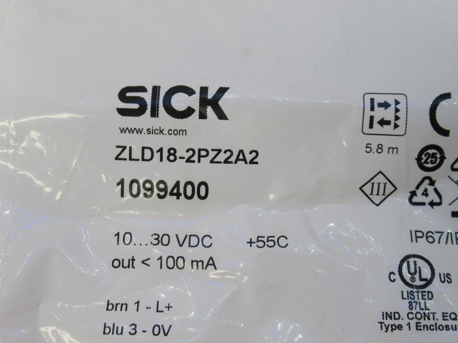Sick ZLD18-2PZ2A2 , 1099400 10…30Vdc Photoelectric Sensor (New)