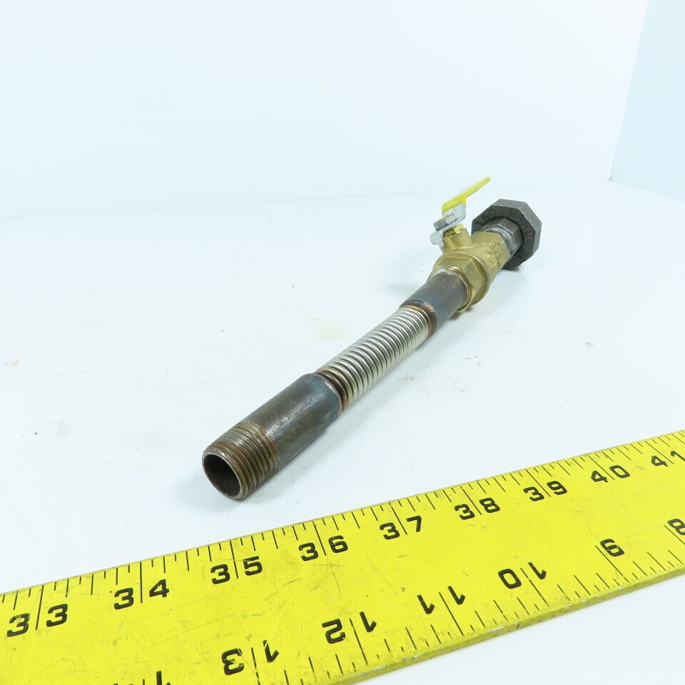 1/2″ NPT x 11-1/2″ Long Flexible Gas Line Assembly W/ Ball Valve & Union