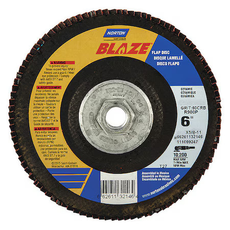 Norton Abrasives 66261132145 Flap Disc, Coarse, 40 Grit, 6″ Dia.
