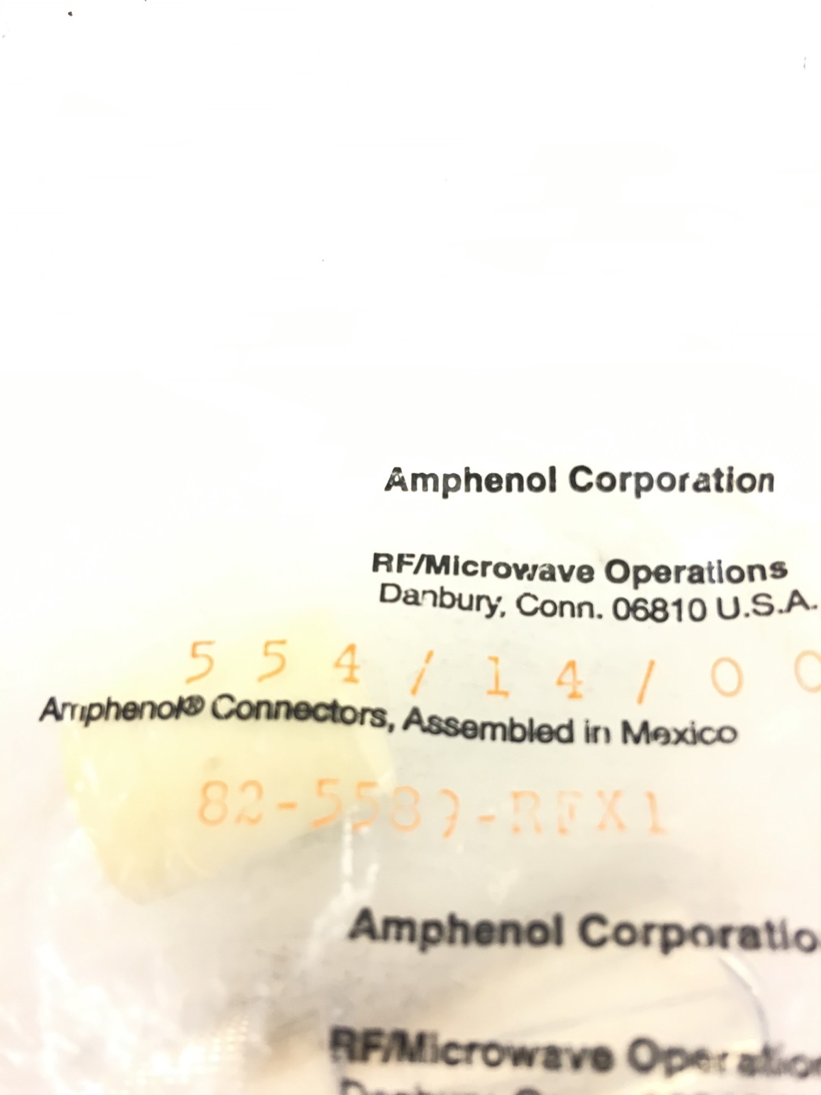 NEW AMPHENOL 82-5589-RFX1  RF / Coaxial Connector, Twinaxial Straight Plug, B368