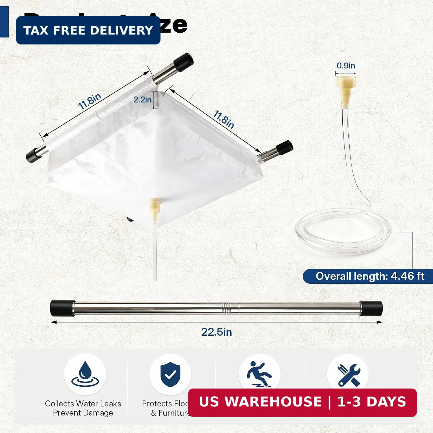 Ceiling Leak Diverter 11.8″ X 11.8″ Roof Leak Diverter Tarp Kit | Heavy Duty PE