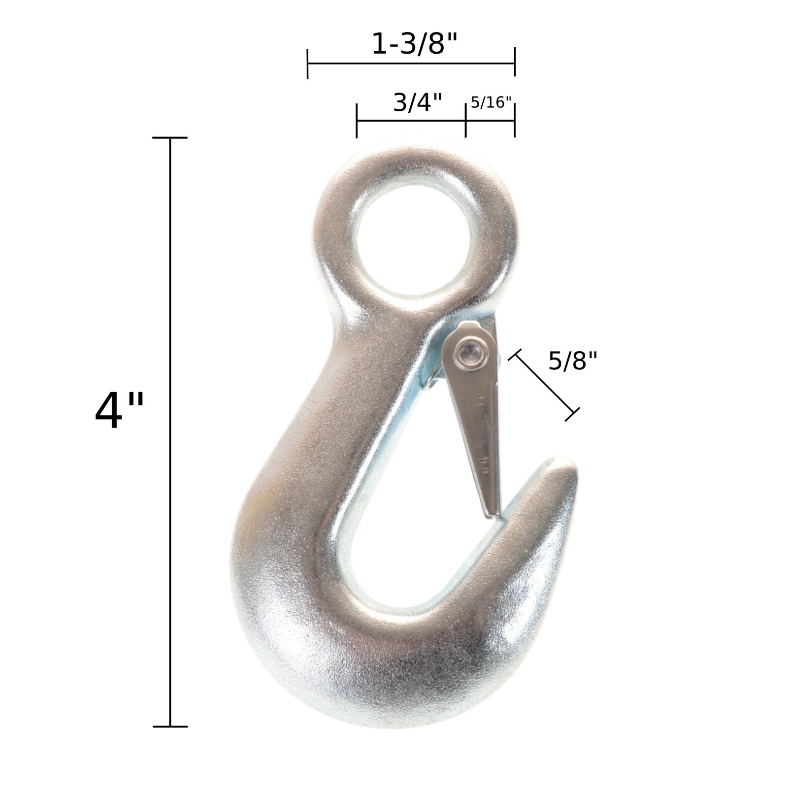 3/4″ Fixed Eye Slip Hook With Latch Zinc-Plated Grade 30 (1900 LBS WLL) (6 Pack)