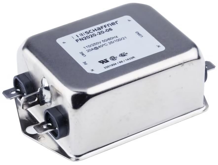 FN2020-20-06, Schaffner, 100 A; 250 Vac, Chassis Mount, Filter