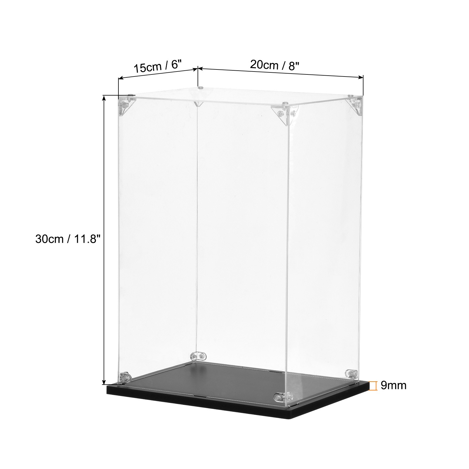 Acrylic Display Case Plastic Box Cube Storage Clear Small Assemble 8″x6″x11.8″