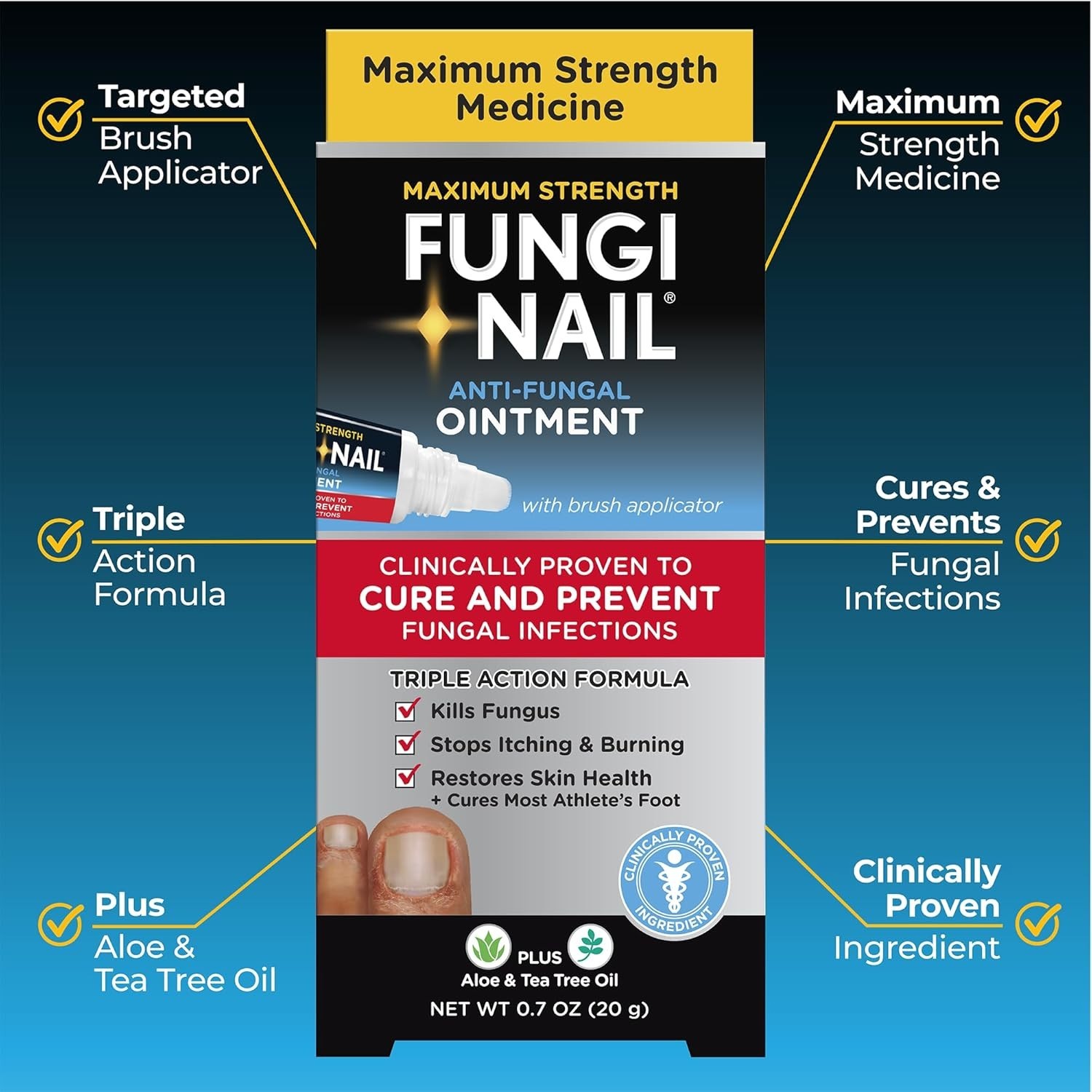 Fungi Nail Anti-Fungal Ointment 0.7 Fl Oz, Kills Fungus That Can Lead to Athlete