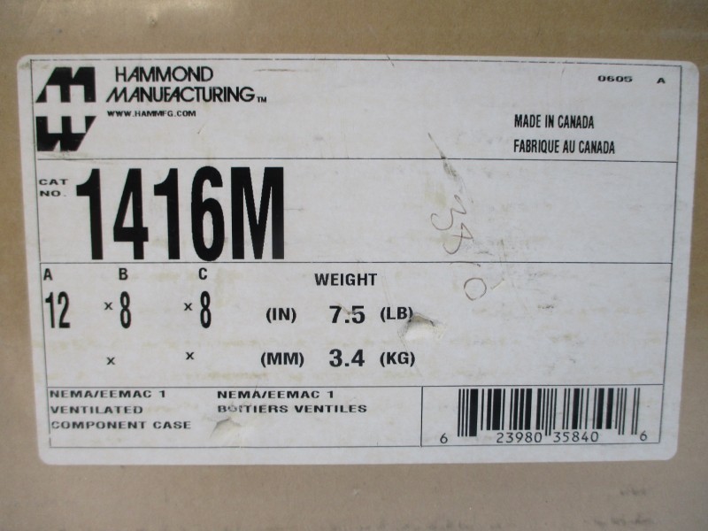 HAMMOND MANUFACTURING 1416M 12″X8″X8″ NSMP