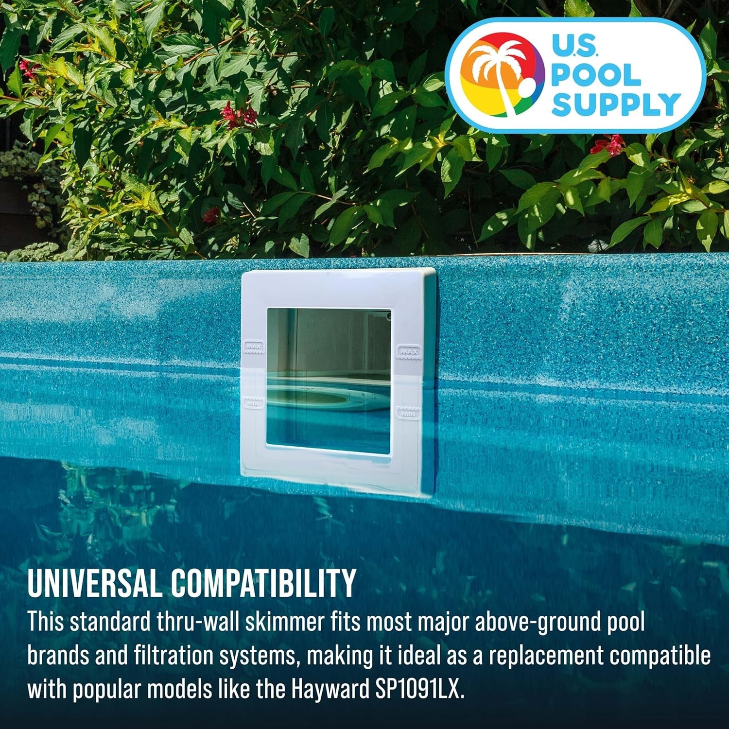 Standard Thru-Wall above Ground Pool Skimmer Kit – ABS Construction, Complete Un