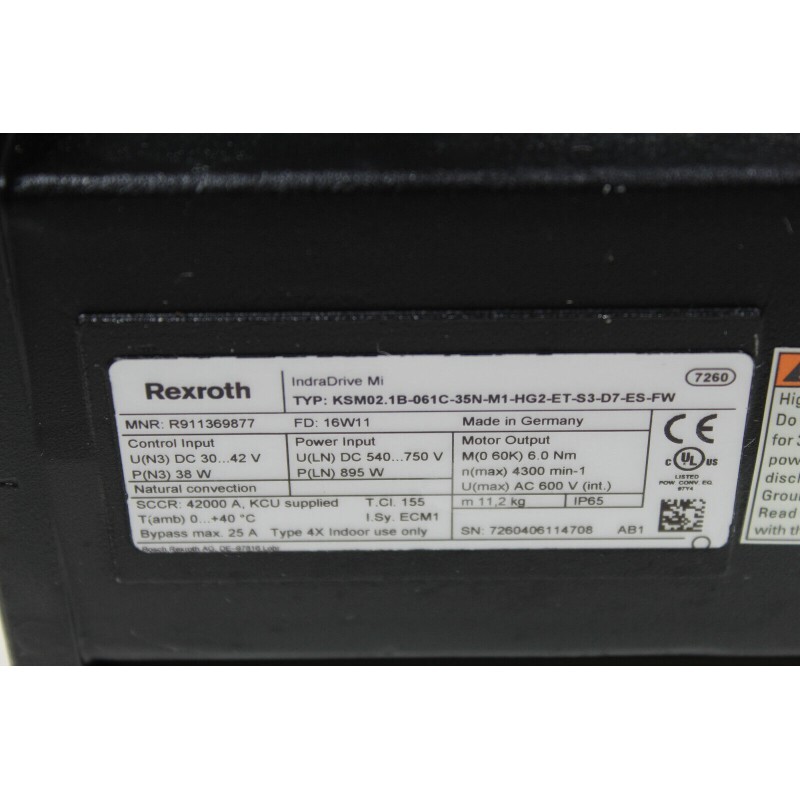 Rexroth KSM02.1B-061C-35N-M1-HG2-ET-S3-D7-ES-FW (Servo Motor)
