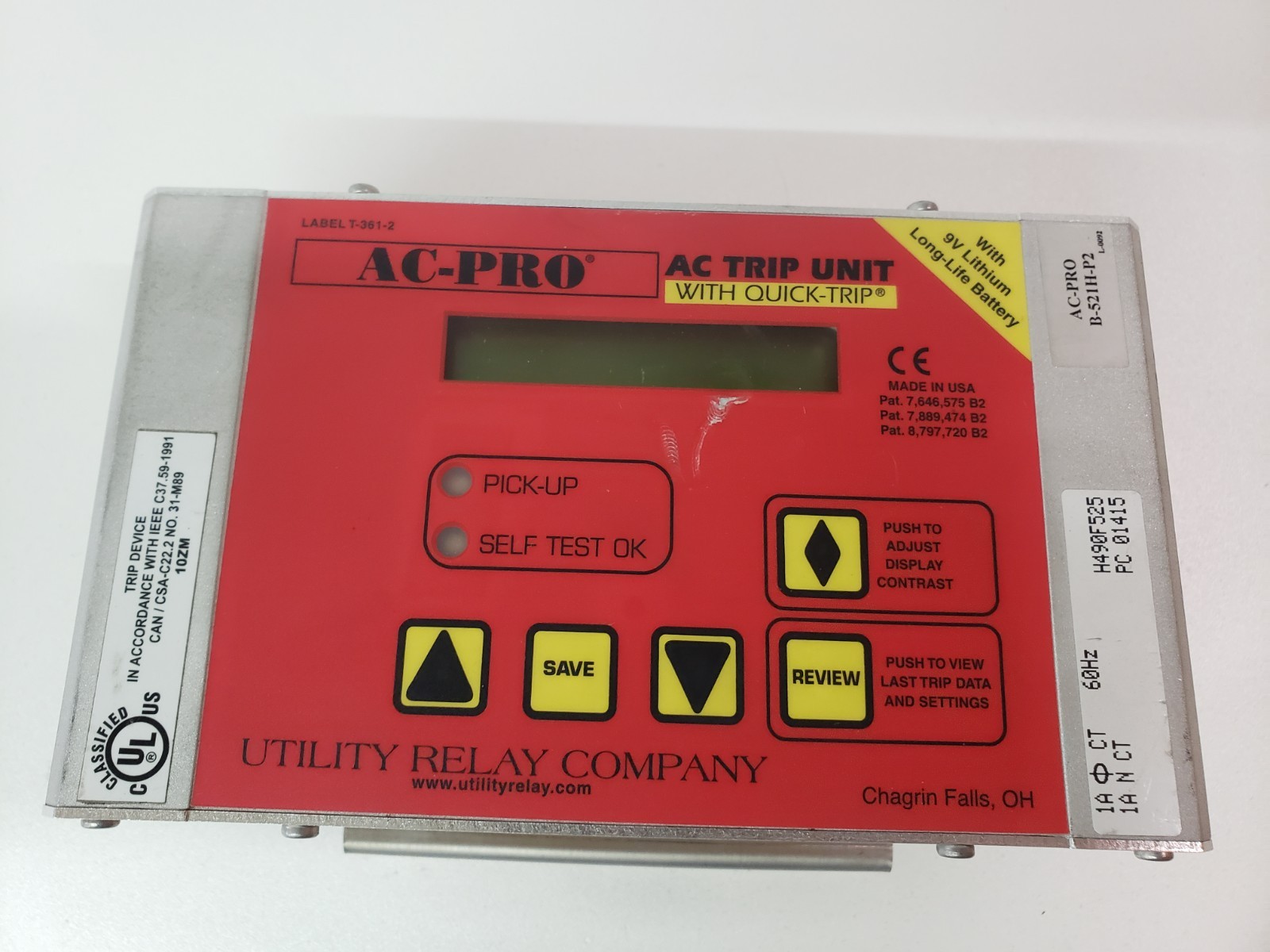 Takeout – Utility Relay Company AC-Pro B521H-P2 AC Trip Unit