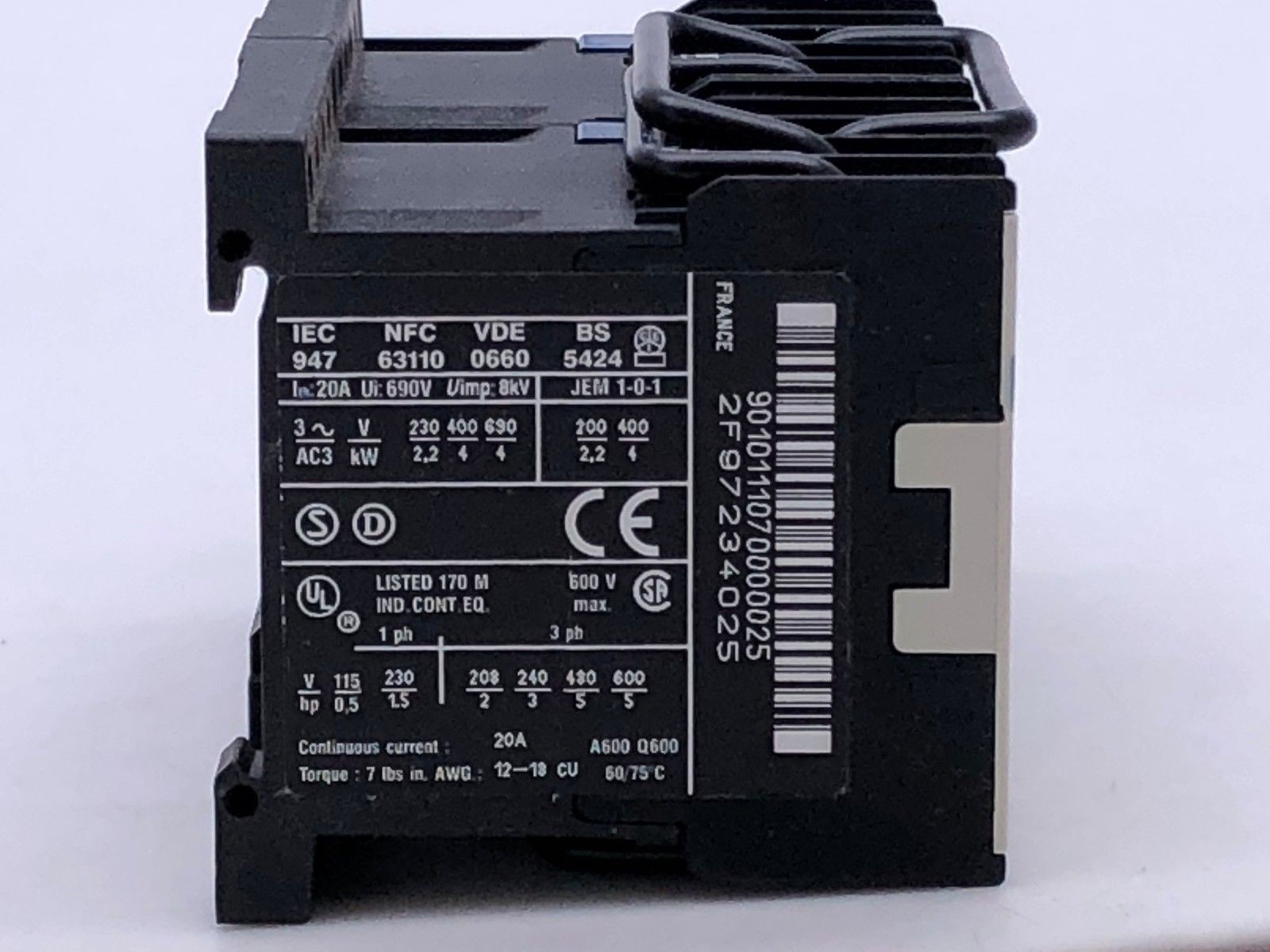 Telemecanique LC2K0901F7 Reversing Contactor 3 Pole AC3 4kW@400V 9A 110VAC Coil