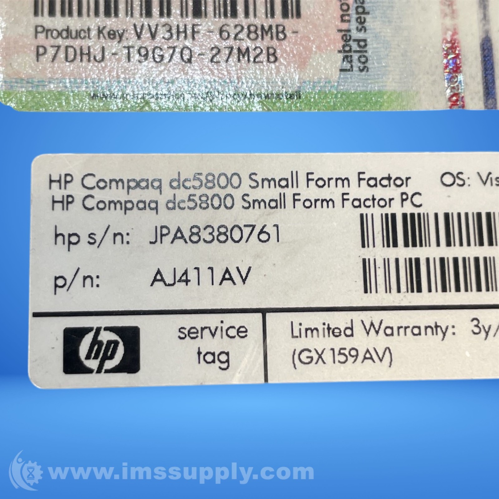 HP AJ411AV Compaq dc5800 Base Model Small Form Factor PC 3616