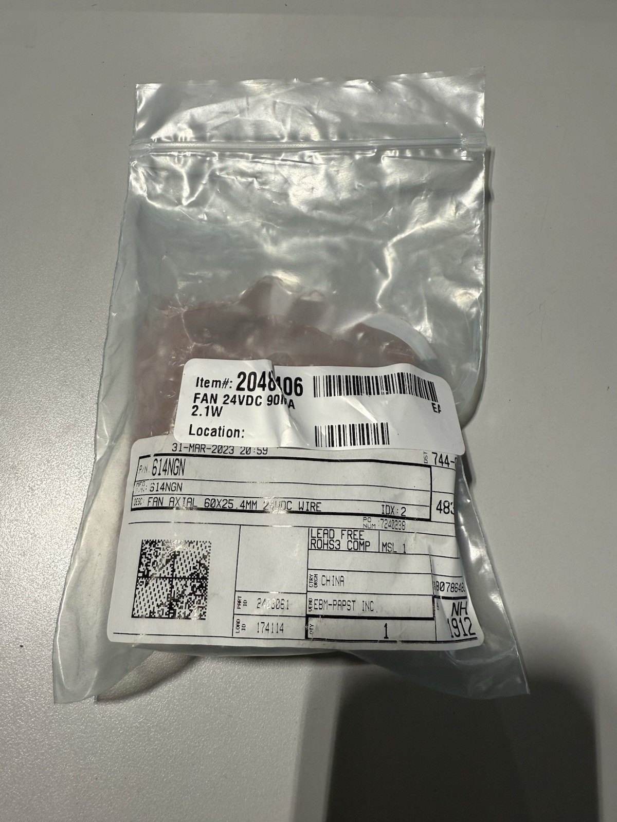 *US SELLER* ebm-papst 614NGN DC Fan Axial 24VDC 90MA 2.1W *NEW*
