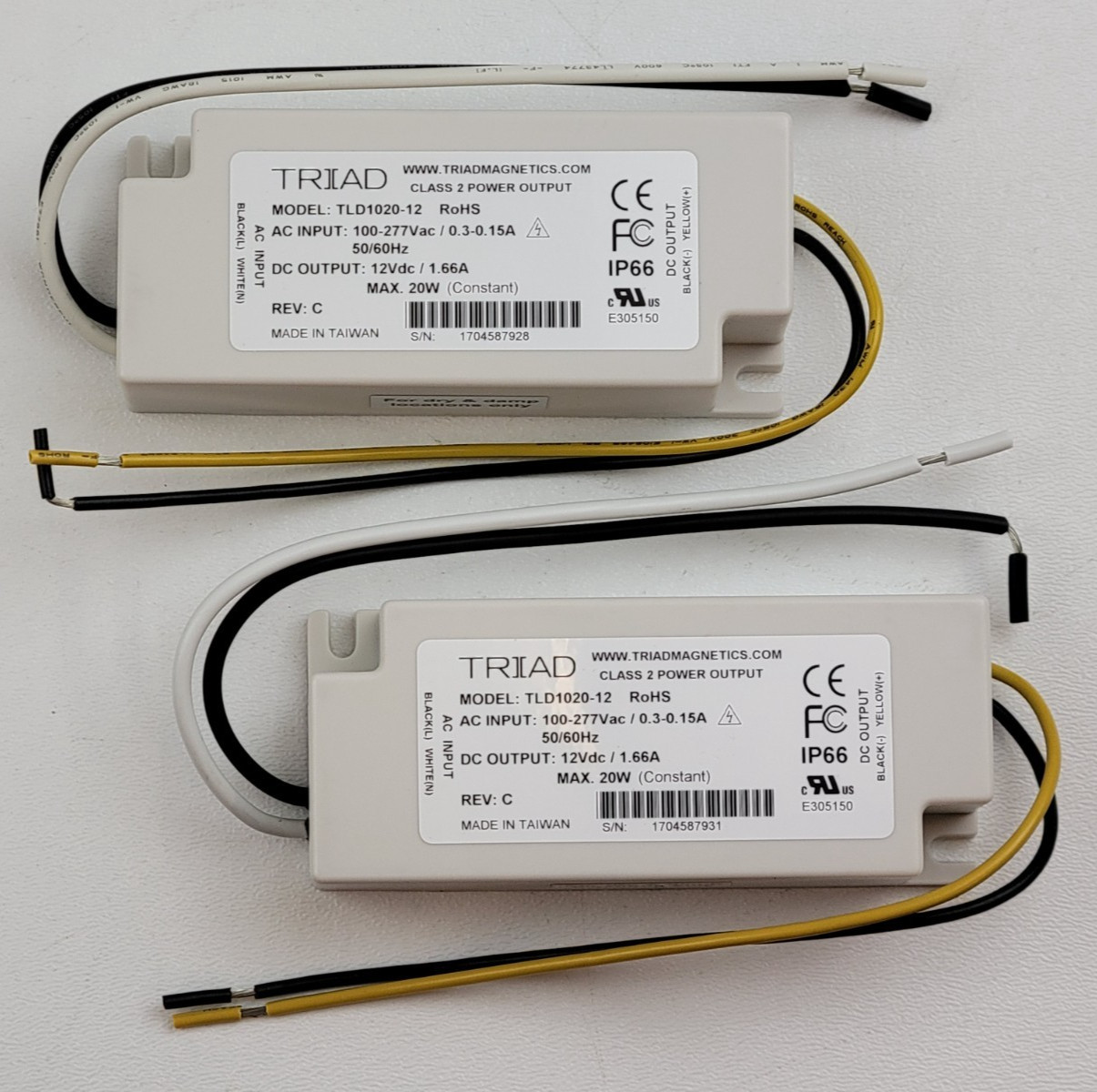 (Lot of 2) Mouser Electronics Triad Magnetics TLD1020-12 LED Light Power Supply