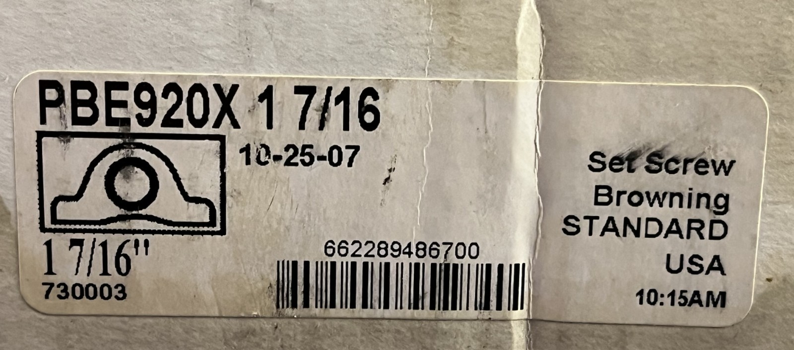 NEW BROWNING PBE920X 1 7/16″ PILLOW BLOCK BEARINGS WITH ORIGINAL BOX