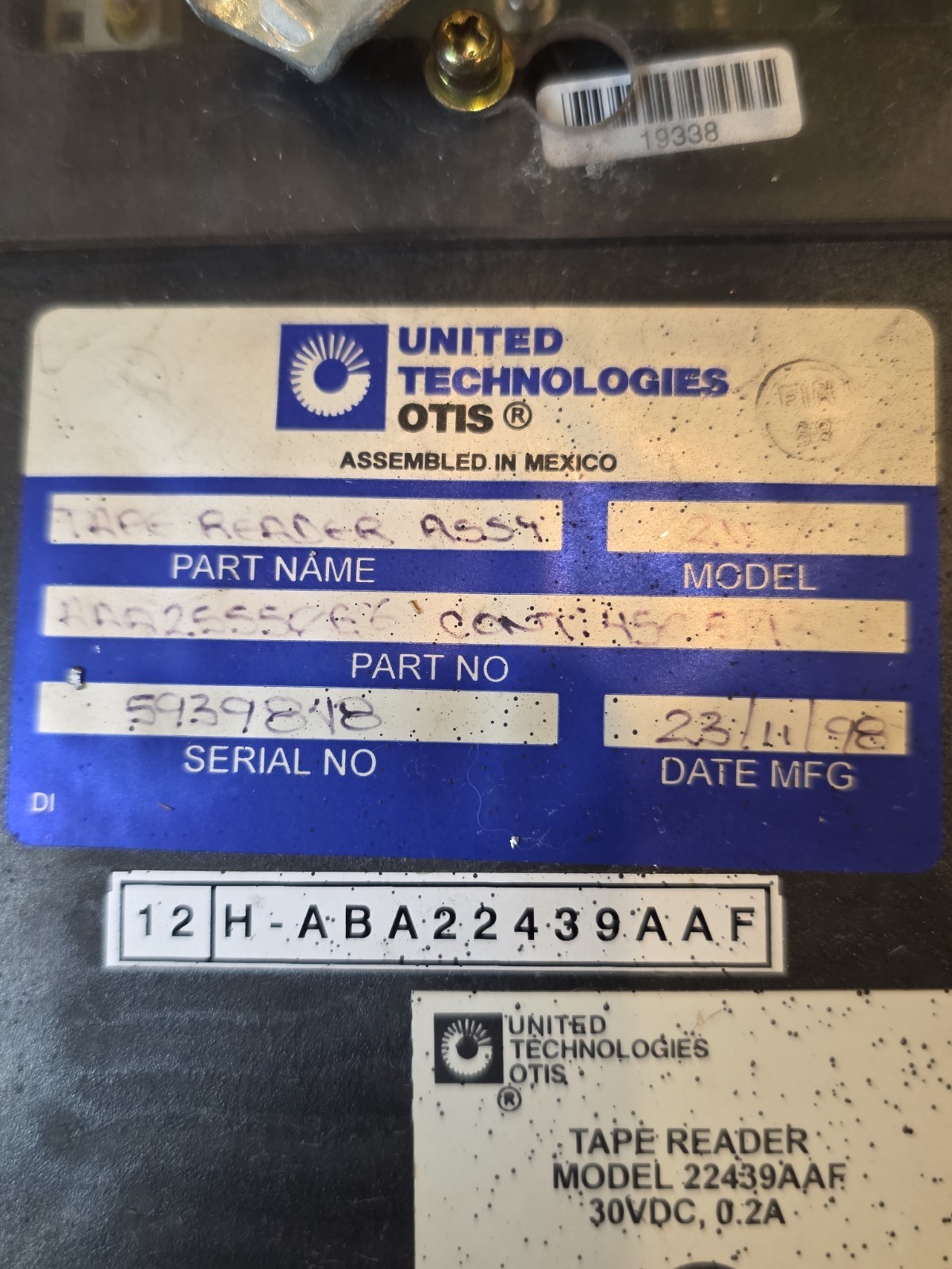 Otis 211 Tape Reader Part # ABA26800SB2 Model 22439AAF