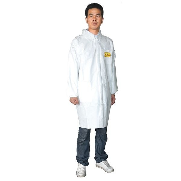 Condor 30C596 Disposable Lab Coat, Snaps Closure, White, 3Xl, 30 Pk