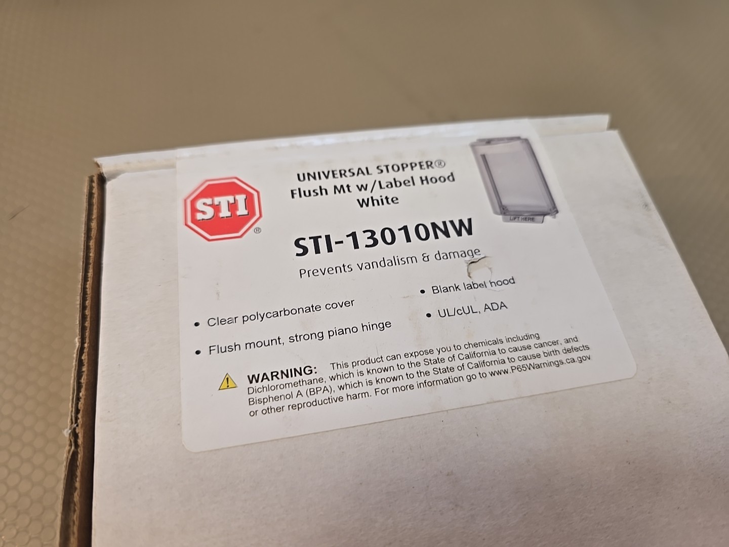 SAFETY TECHNOLOGY INTERNATIONAL STI-13010NW Universal Stopper Cover,Surface,2-21