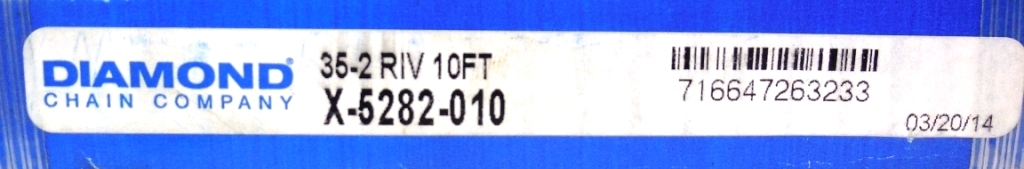 DIAMOND CHAIN CO. 35-2 RIV CHAIN 10 FT BOX, X-5282-010