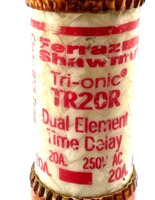 BUSSMANN TR20R FUSE TIME DELAY CLASS RK5 I.R. 200KA AC/20KA DC 20A LOT OF 2