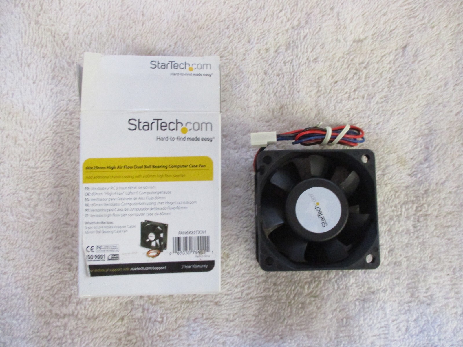 NIB StarTech 60x25mm High Air Flow Computer Case Fan FAN6X25TX3H
