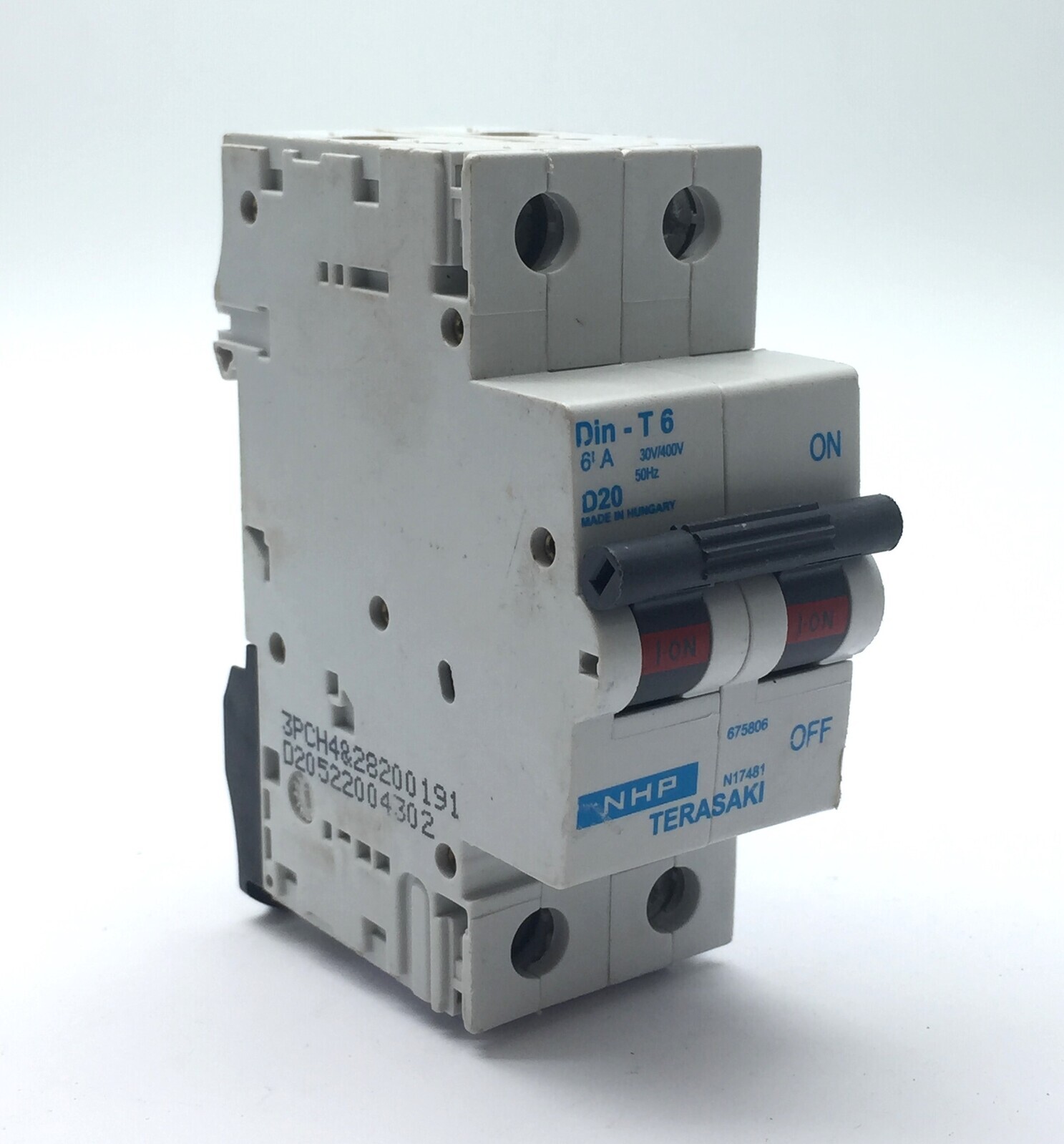 NHP DIN-T6-D20 Miniature Circuit Breaker 2P 20A 415V D-Curve 675806 