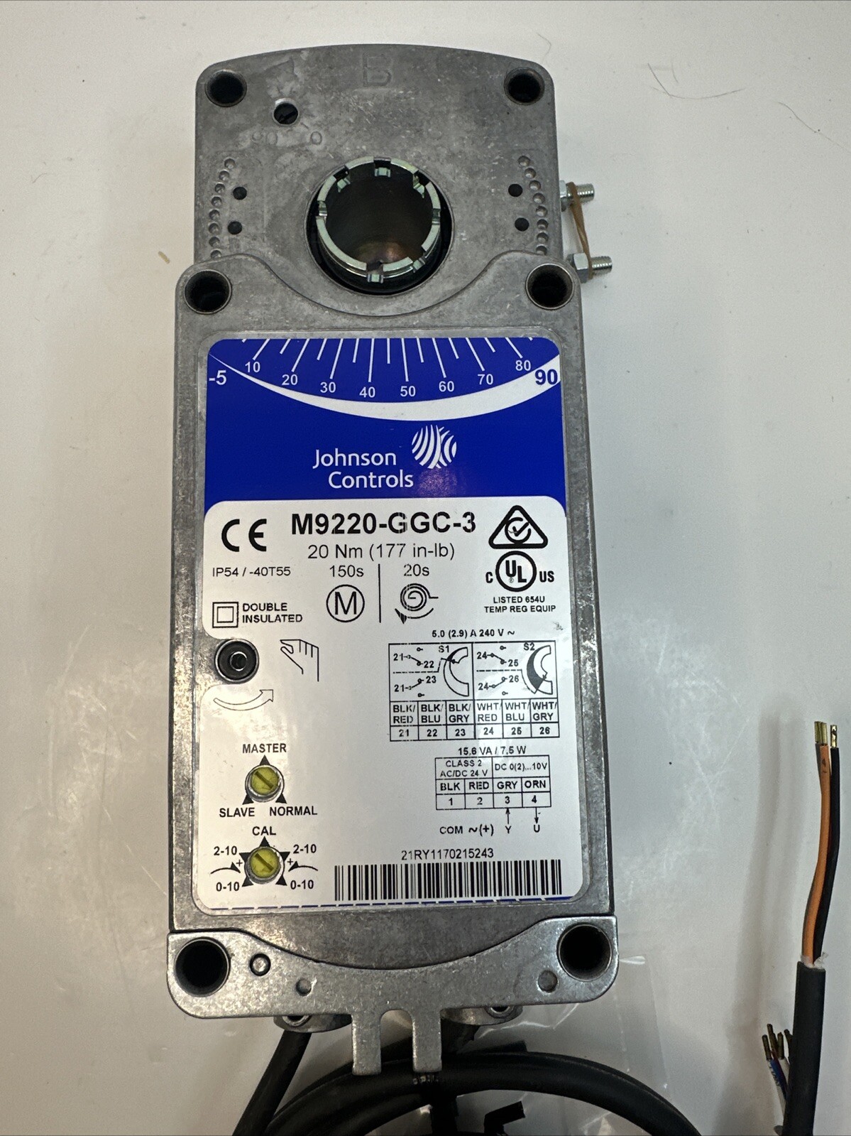 JOHNSON CONTROLS M9220-GGC-3 Actuator 24VAC/VDC 20Nm 177 in/lb Spring Return