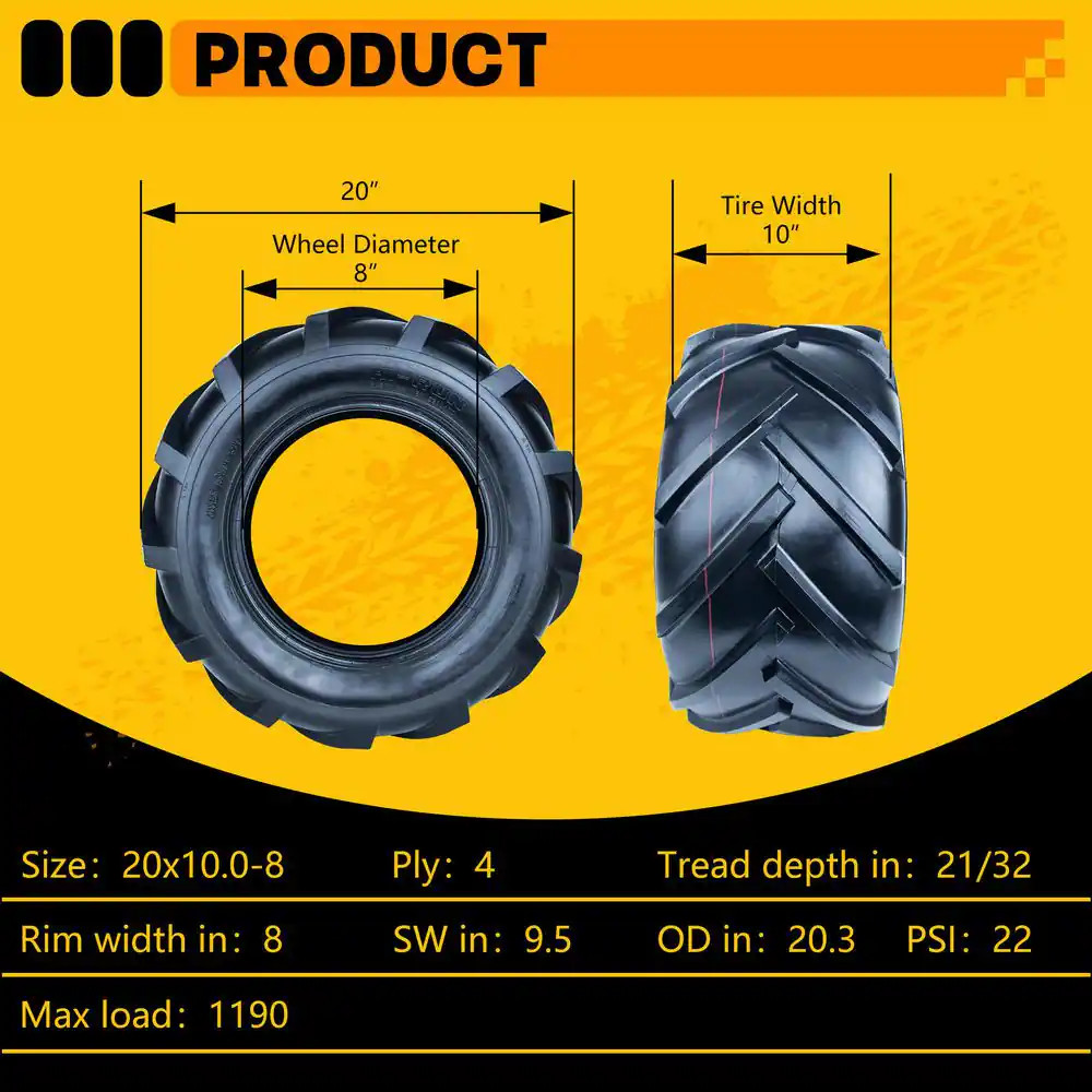 Super Lug 22 PSI Tire 20 In. X 10-8 In. 4-Ply Tire