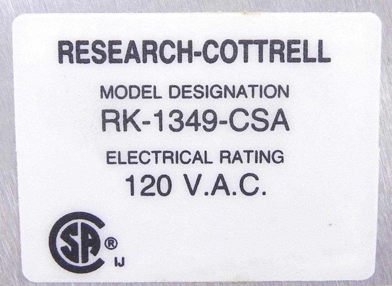 Research-Cottrell Keypad Display Panel RK-1349-CSA