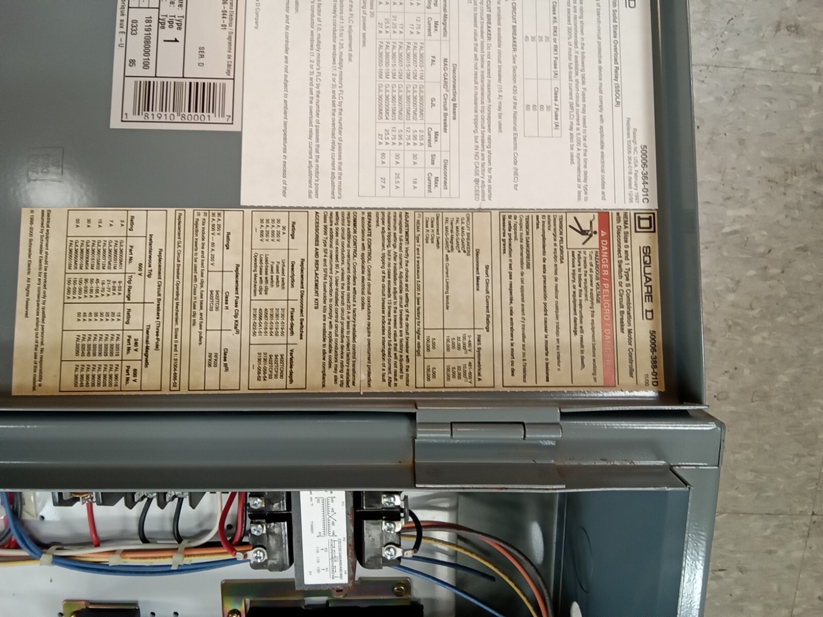 SD/size 1/8538SCG34V81CFF4H100P72R44TX22 combination motor starer (PRKLT38)