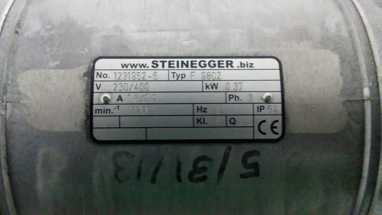 GUARANTEED! STEINEGGER 230/400V .37kW MOTOR 1231952-6