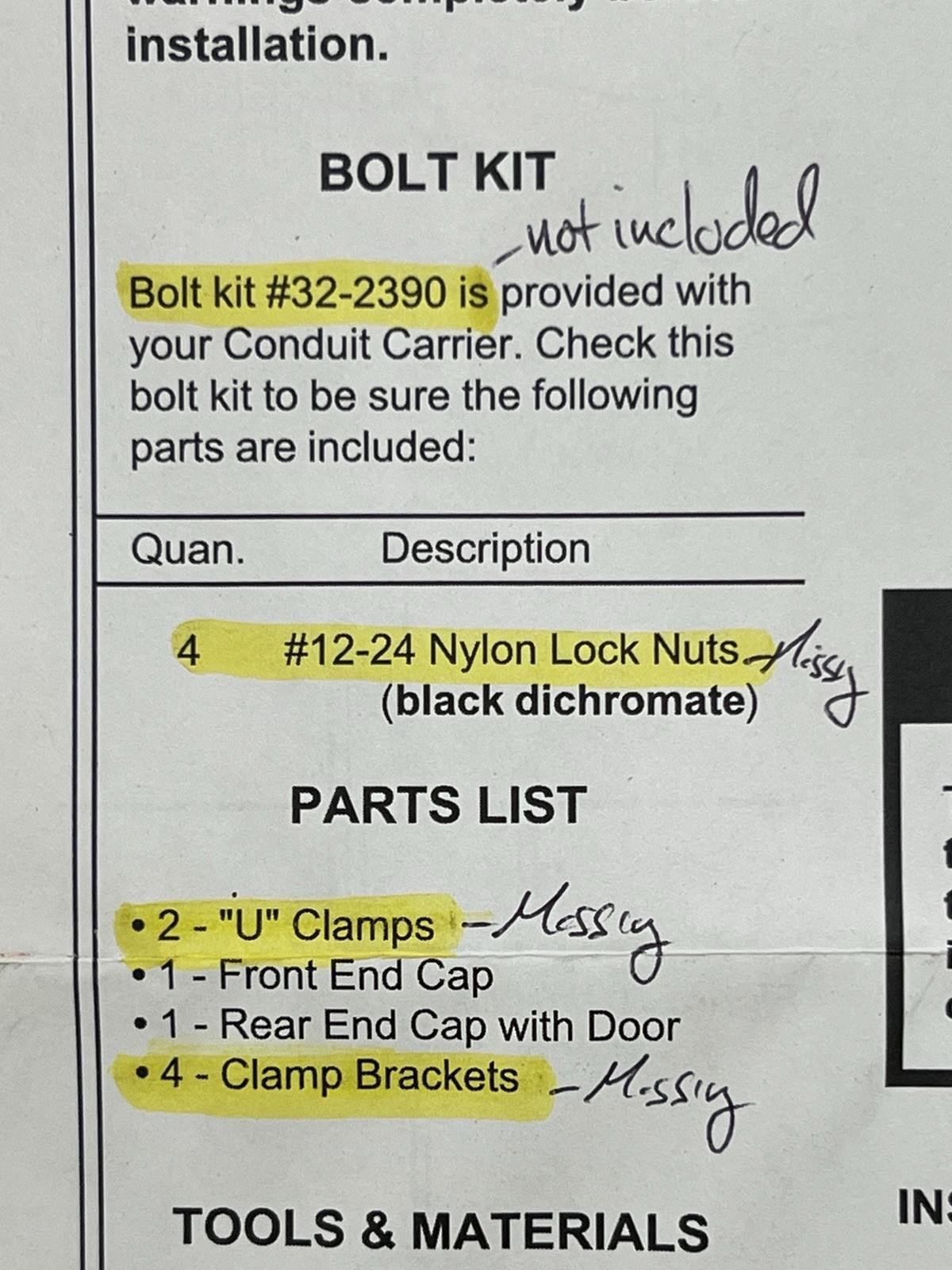 Weather Guard 239 Red Steel/ Plastic Lockable Conduit Carrier (MISSING BOLT KIT)