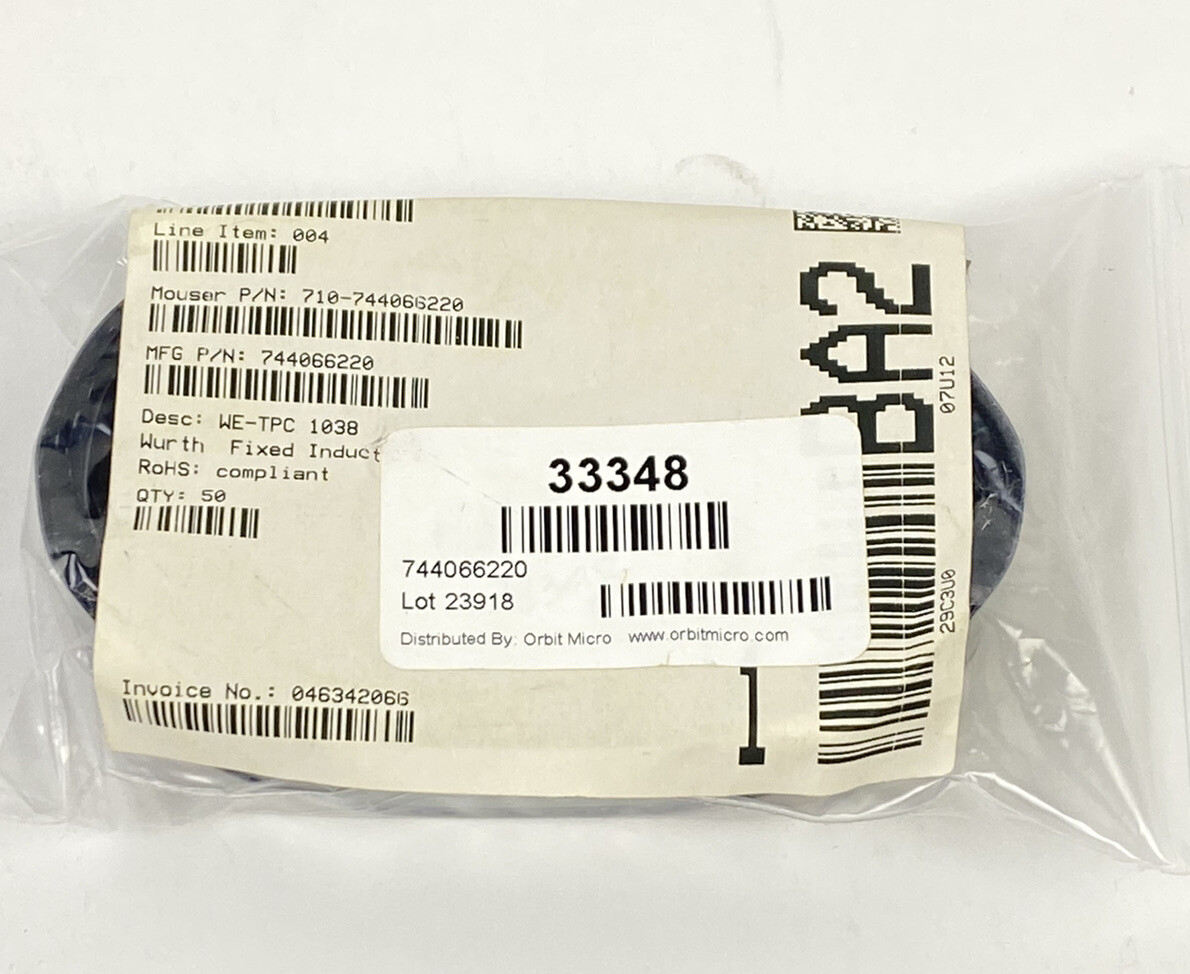 50 MOUSER Fixed POWER INDUCTORS 744066220 WE-TPC Series 75 m0hms Shielded