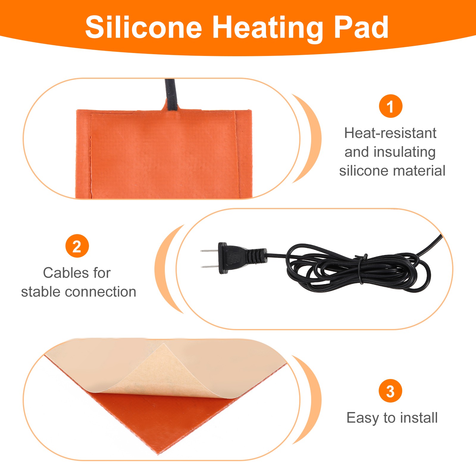 Heater Mat Silicone Heating Pads 220V 75W Heating Pad 127mm x 50.4mm