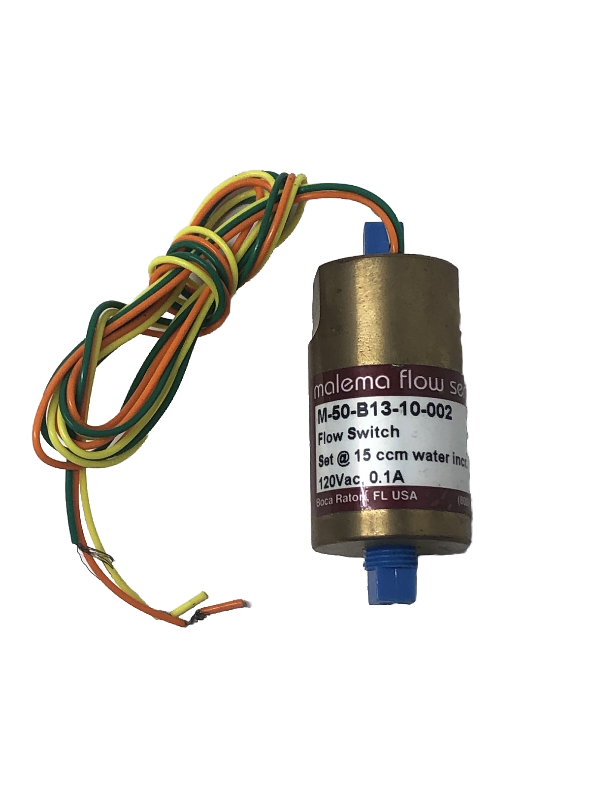 Malema Flow Sensor M-50-B13-10-002 Flow Switch, 120Vac, 0.1A