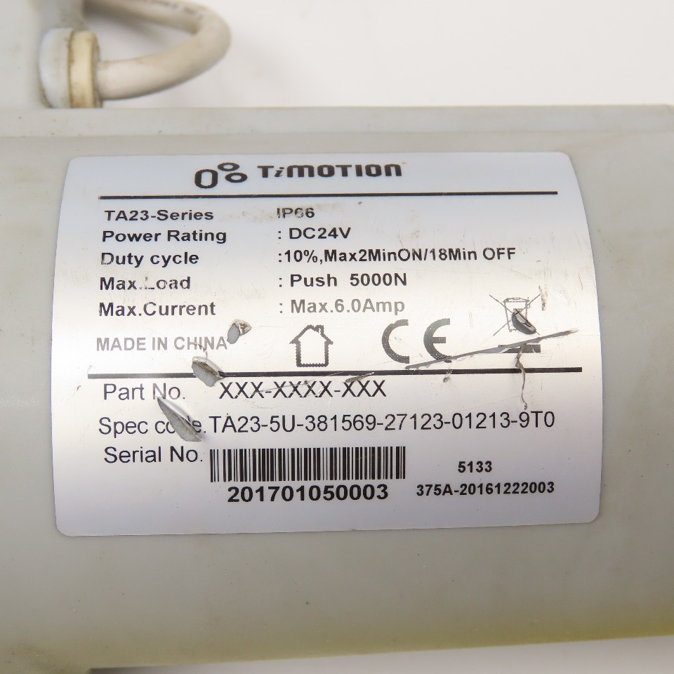 TiMotion TA-23 Series Actuator Cylinder 24VDC 5000N Push 24″ OAL