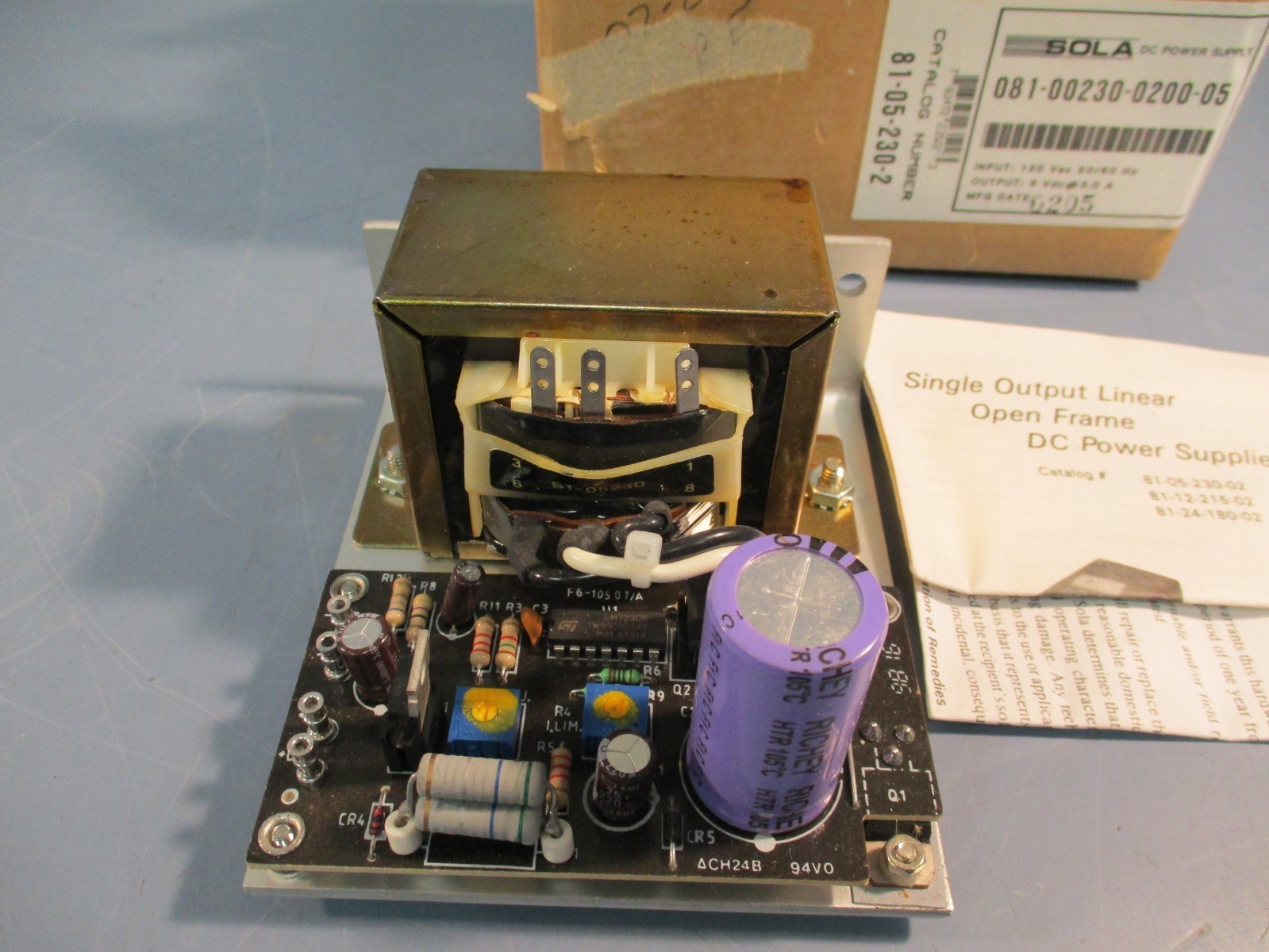 SOLA 81-05-230-02 120VAC 0.43A 47-63Hz DC POWER SUPPLY