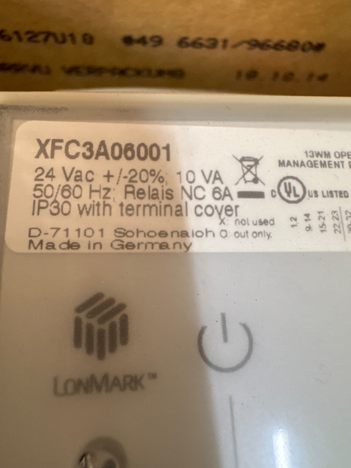 HONEYWELL XFC3A06001 EXCEL SMART I/O WITH 4DI,4Rel,4NTC 20k,2AO 24 Vac