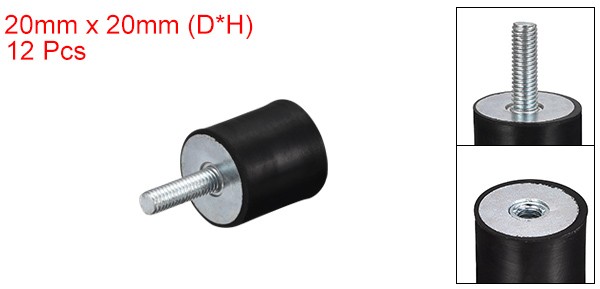Rubber Mount 12pcs M5 Male/Female Vibration Isolator Shock Absorber, D20mmxH20mm