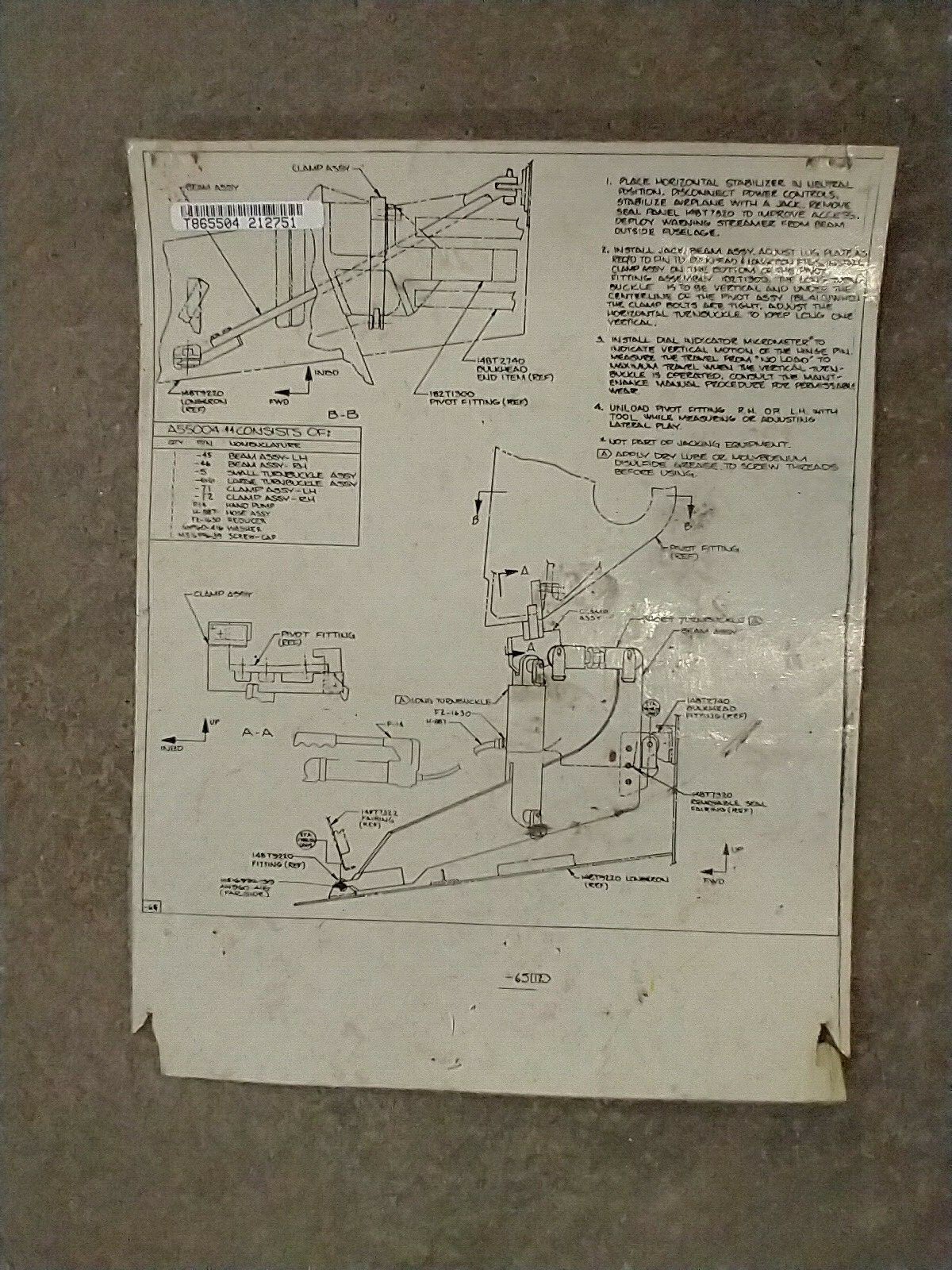 A55004-14 767 HORIZONTAL STABILIZER HINGE JACKING EQUIPMENT