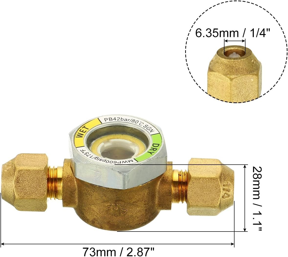 Sight Glass 1 4 x 1 4 SAE Universal Liquid Moisture Indicator for Air