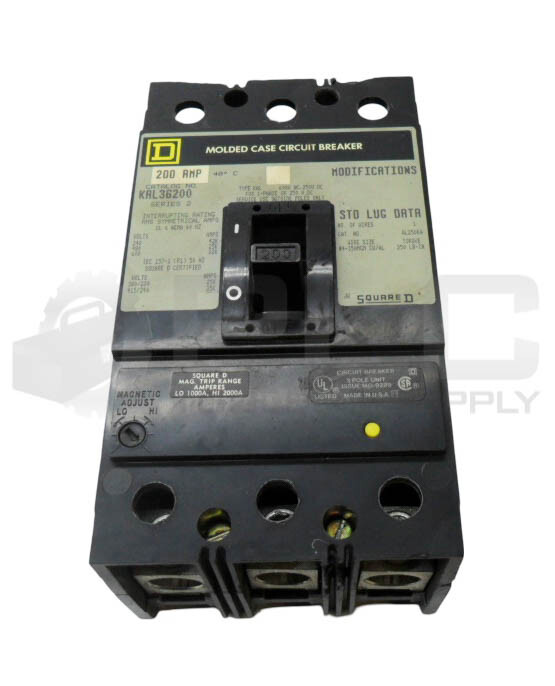 SQUARE D KAL36200 /2 CIRCUIT BREAKER 200A 600VAC 250VDC