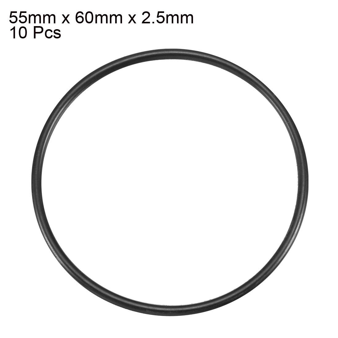 uxcell 10 Pcs 55mm x 60mm x 2.5mm Nitrile Rubber Sealing O Ring Gasket Washer