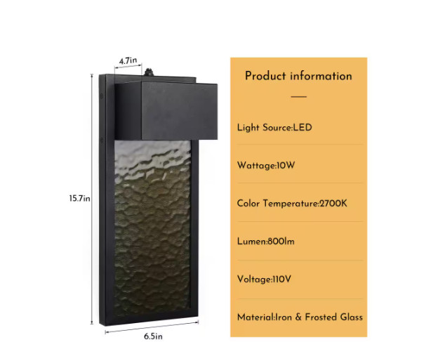 LamQee 1-Light Black Outdoor Hardwired LED Flush Mount Wall Sconce Dusk to Dawn