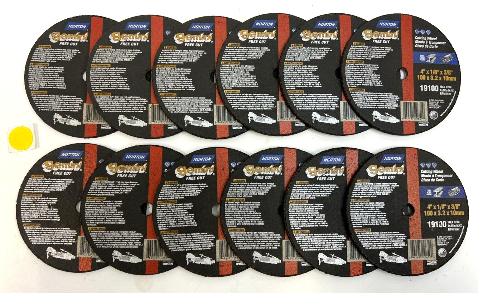 GEMINI CUT-OFF WHEEL 4″ X 1/8″ X 3/8″ *** LOT OF 12 ***