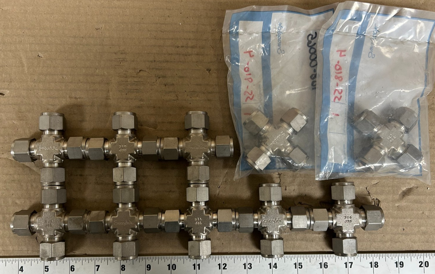 Swagelok 1/2″ Tube Stainless Cross Union SS-810-4 Lot of 10